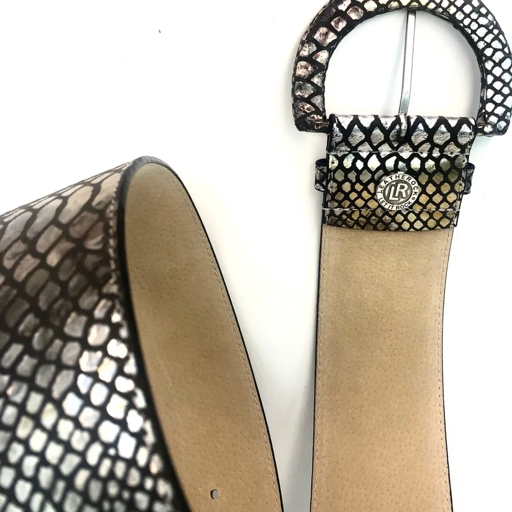 Leatherock 3” Metallic Embossed Leather Belt